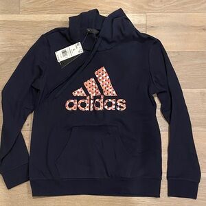 Adidas Dark Blue Hoodie with Red Polka Dot Logo